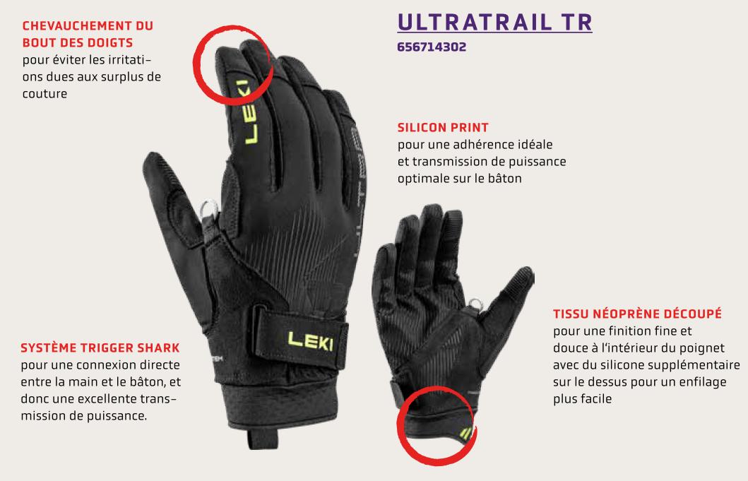 Caractéristiques des gants de trail-running Ultratrail TR Leki